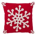 Saro Lifestyle SARO 3271.R18S Christmas Snowflake Design Down Filled Cotton Blend Throw Pillow  Red 3271.R18S